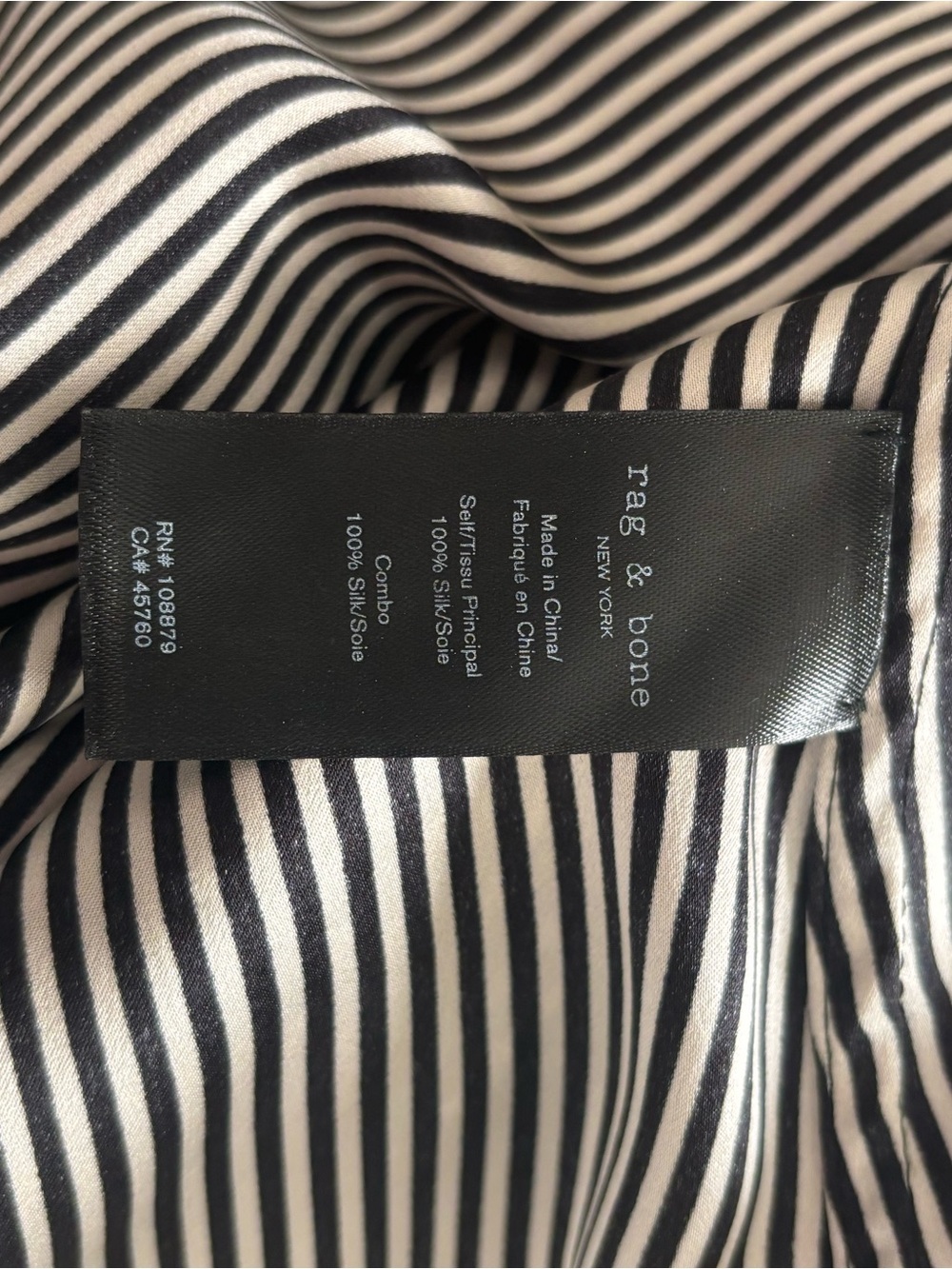 rag & bone Black and White Striped Silk Blouse - Picture 5 of 5